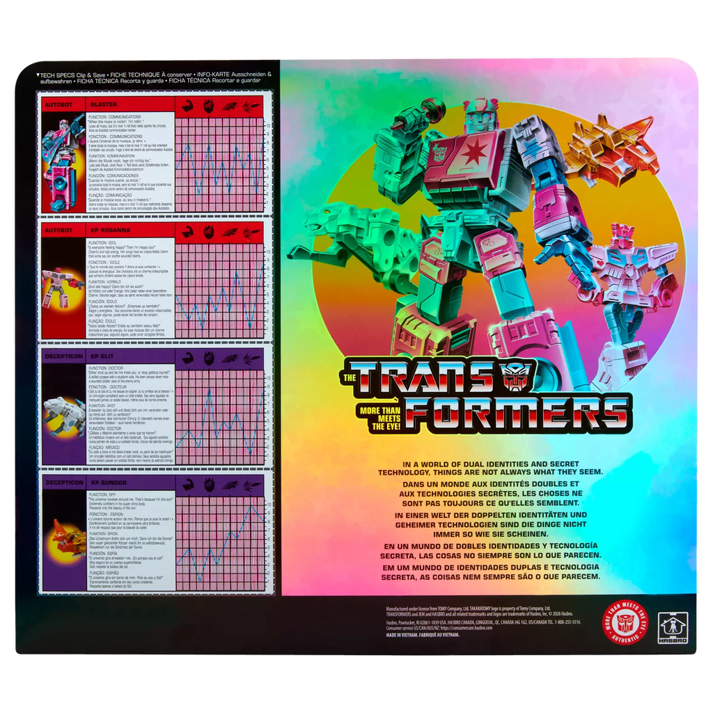 Transformers Jem and the Holograms Autobot Blaster & KP Glit, KP Sundor, and KP Rosanna
