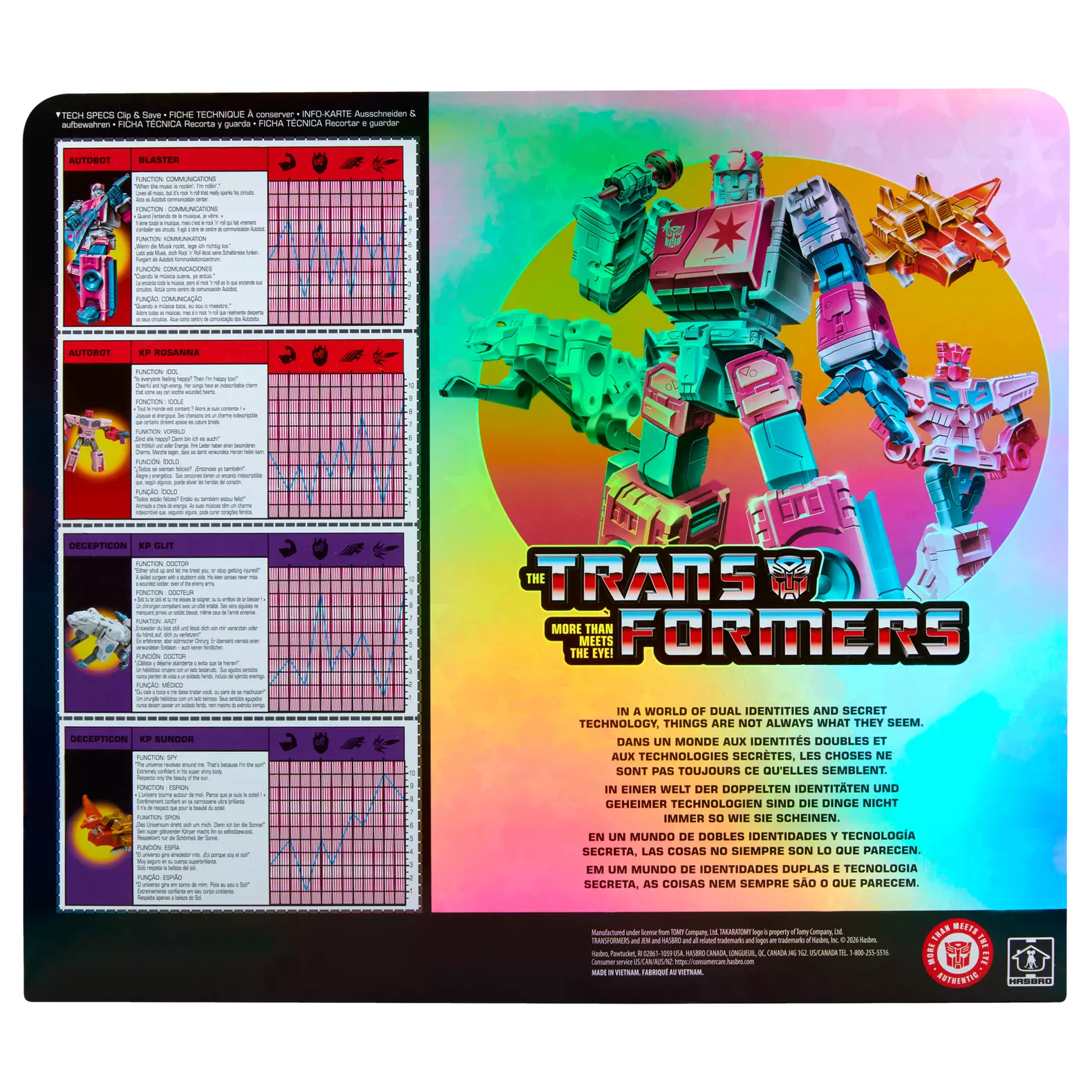 Transformers Jem and the Holograms Autobot Blaster & KP Glit, KP Sundor, and KP Rosanna