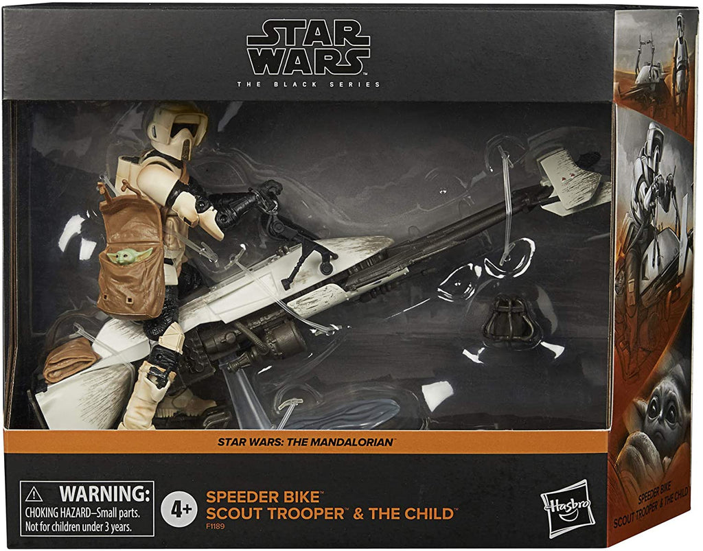 Star Wars The Black Series Speeder Bike Scout Trooper and The Child Toys 6-Inch-Scale The Mandalorian Collectible Figure and Vehicle Set (Amazon Exclusive)