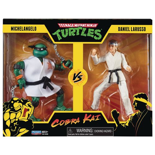 Teenage Mutant Ninja Turtles x Cobra Kai Michelangelo vs. Daniel LaRusso Action Figure 2-Pack