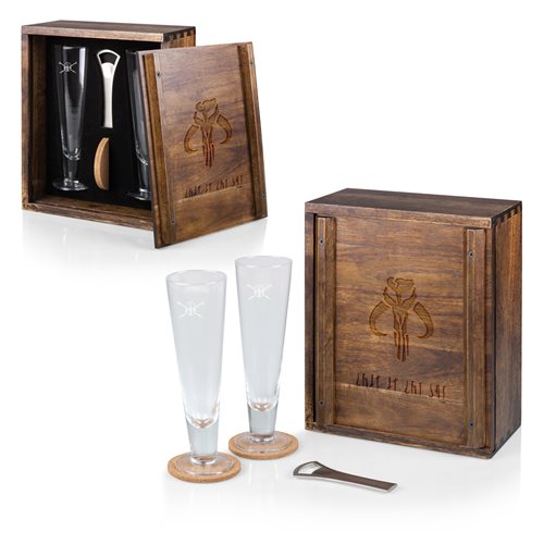 Star Wars: The Mandalorian Mythosaur Skull Acacia Wood Beverage Glass Set of 2