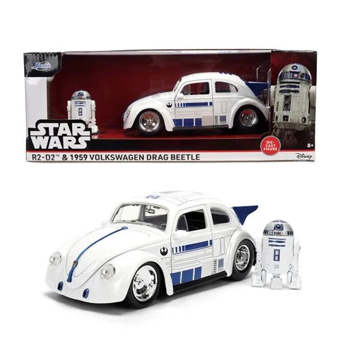 Hollywood Rides Star Wars 1959 Volkswagen Drag Beetle 1:24 Scale Die-Cast Metal Vehicle with R2-D2 Figure