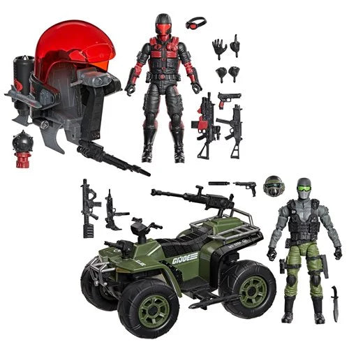 G.I. Joe Classified Series Snake Eyes & Varmint ATV vs. Stealth Viper & Cobra Stealth Flight Pod (Trubble Bubble) Set