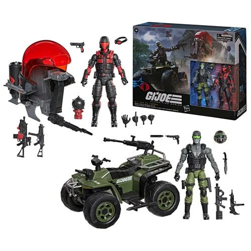 G.I. Joe Classified Series Snake Eyes & Varmint ATV vs. Stealth Viper & Cobra Stealth Flight Pod (Trubble Bubble) Set
