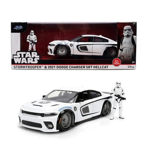Hollywood Rides Star Wars 2021 Dodge Charger SRT Hellcat 1:24 Scale Die-Cast Metal Vehicle with Stormtrooper Figure